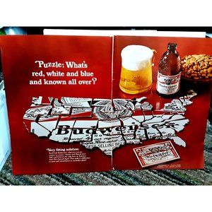 1968 Budweiser Beer America Puzzle Vintage Print Ad Original